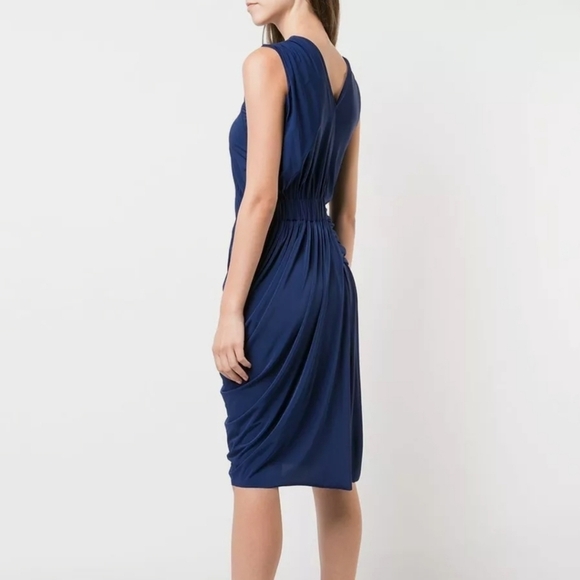 New Jason Wu Collection Sapphire Blue Draped Midi Dress 12 US NWT MSRP $1695.00 - Picture 4 of 15
